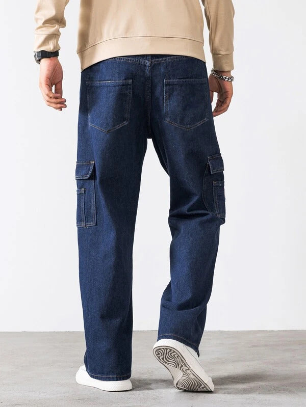 Manfinity Men Cotton Flap Pocket Side Cargo Jeans | SHEIN IN